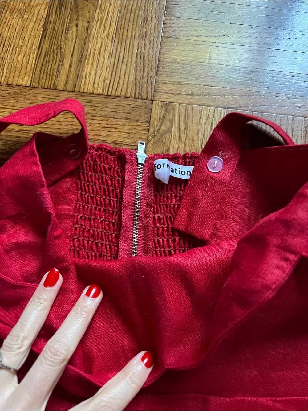 Reformation Red Linen Sweetheart Mini Dress - Picture 3 of 6